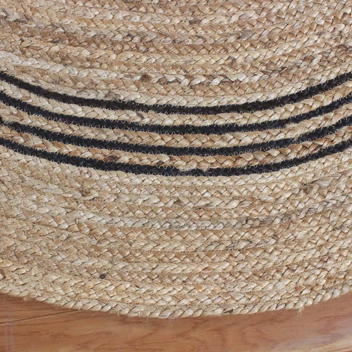 Hand Braided Beige Black Jute Farmhouse Round Area Rug - Indian Rug Store