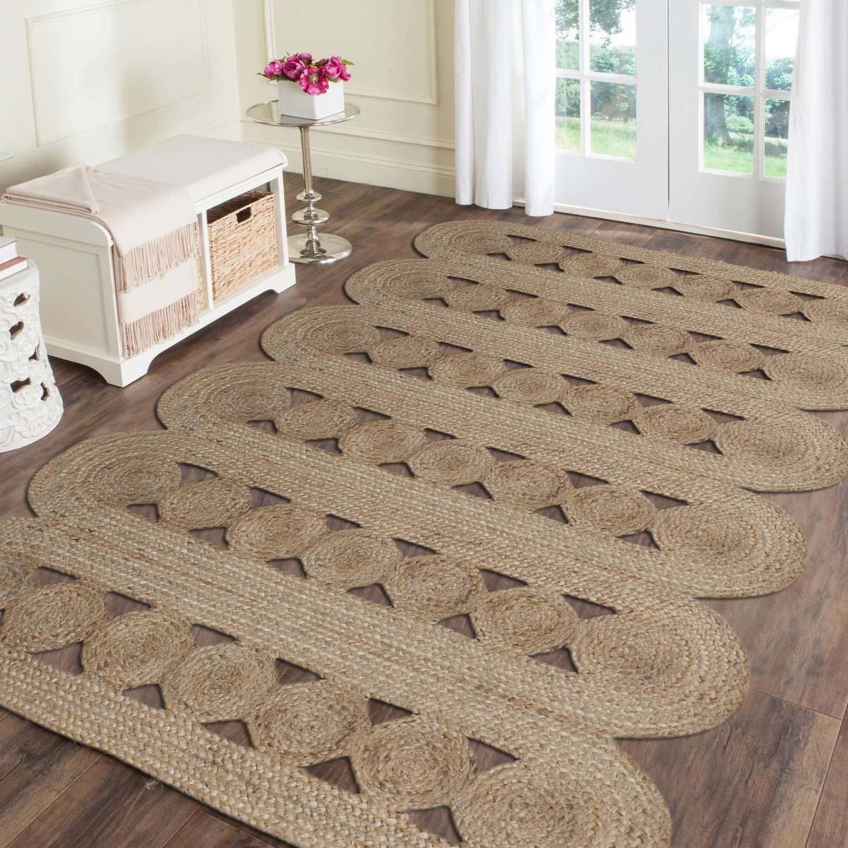 Trendy Beige Hand Braided Home Decor Jute Area Rug - Indian Rug Store