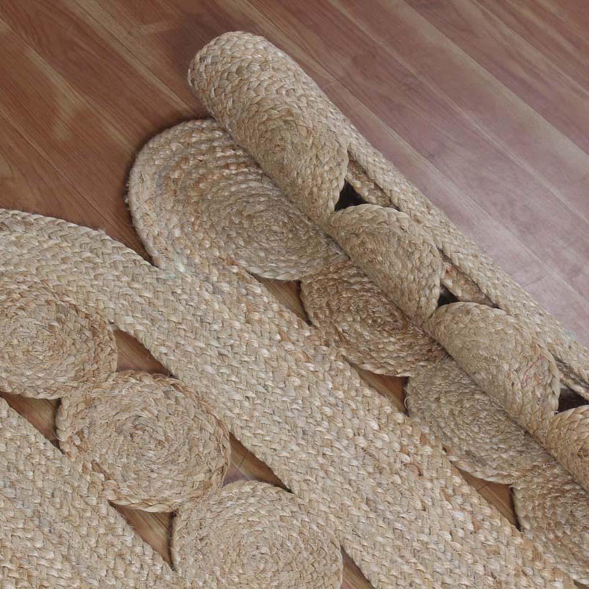 Trendy Beige Hand Braided Home Decor Jute Area Rug - Indian Rug Store