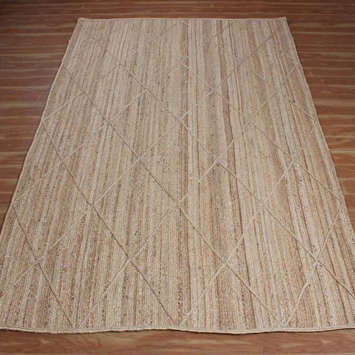 Oriental Beige Hand Braided Living Room Jute Area Rug - Indian Rug Store