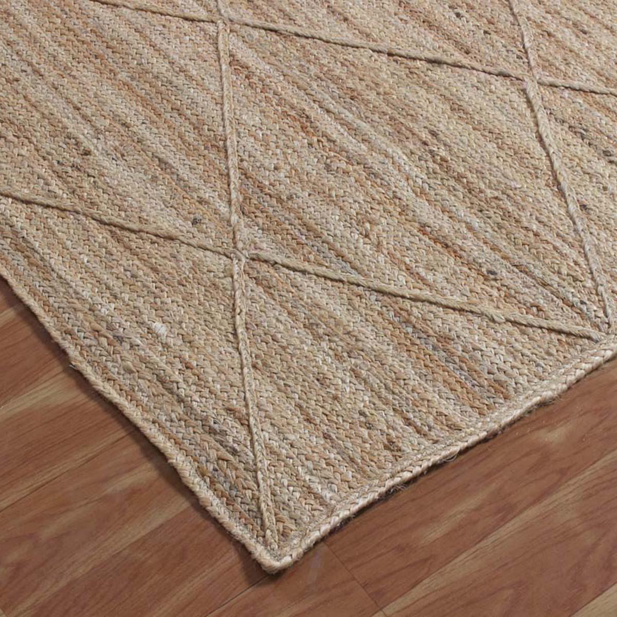 Oriental Beige Hand Braided Living Room Jute Area Rug - Indian Rug Store