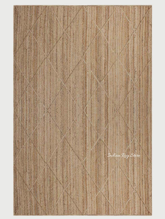 Oriental  Beige Hand Braided Living Room Jute Area Rug