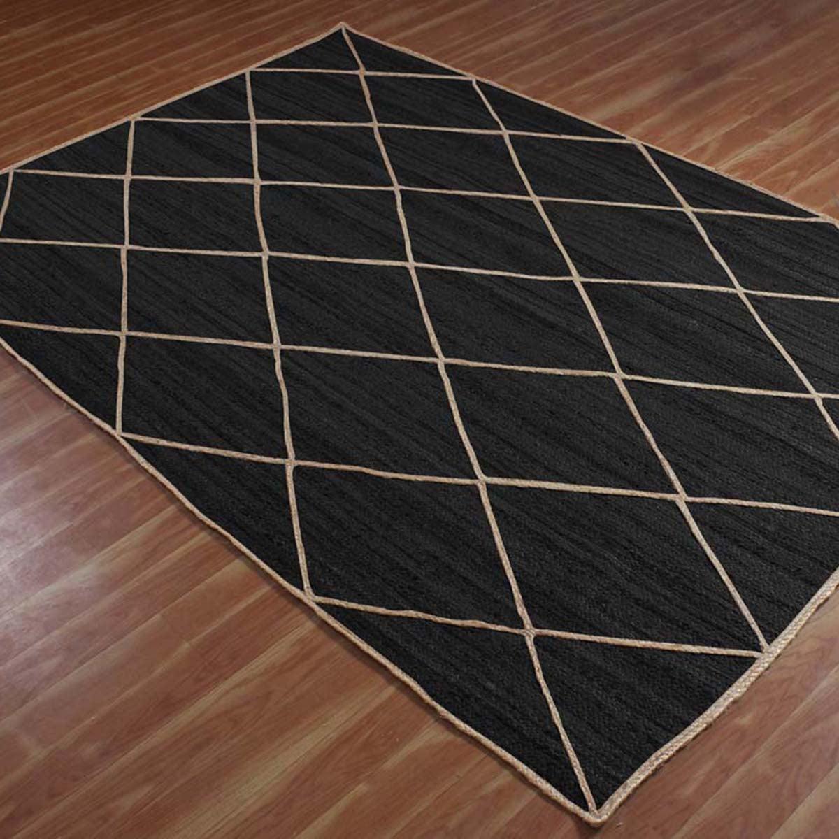 Black Beige Trendy Hand Braided Home Decor Jute Area Rug - Indian Rug Store