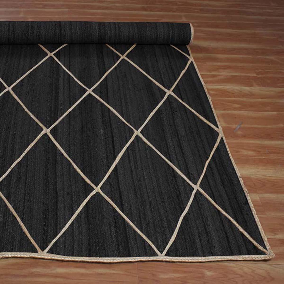 Black Beige Trendy Hand Braided Home Decor Jute Area Rug - Indian Rug Store