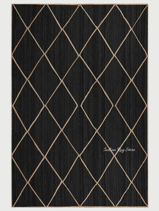 Black Beige Trendy Hand Braided Home Decor Jute Area Rug