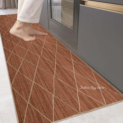 Natural Fiber Brown Beige Hand Braided Jute Area Rug