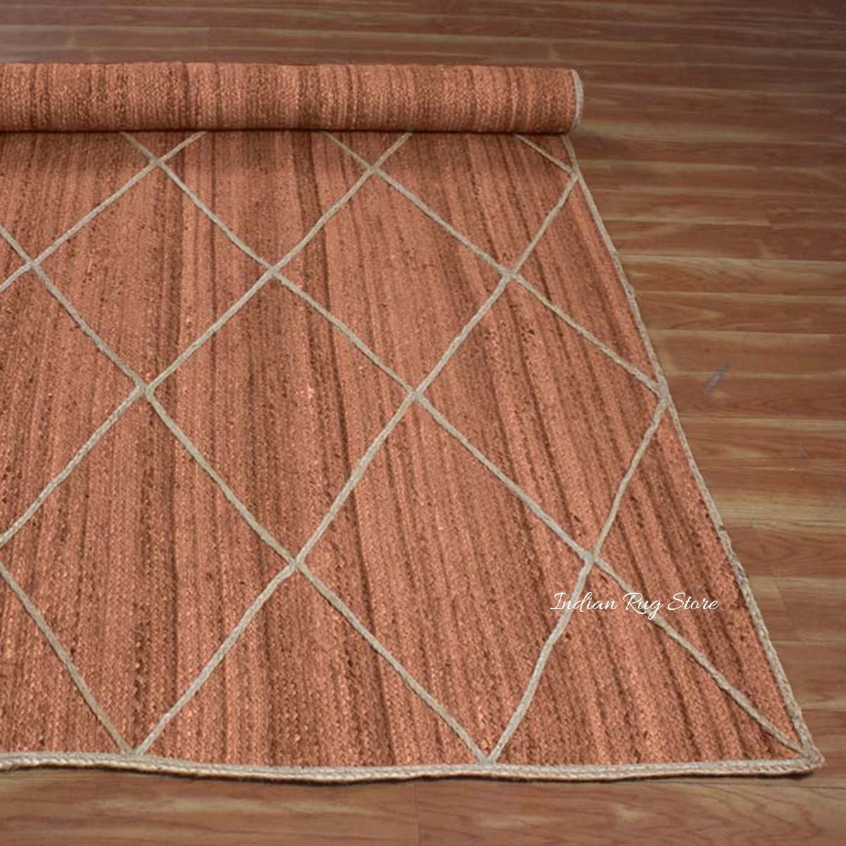 Natural Fiber Brown Beige Hand Braided Jute Area Rug