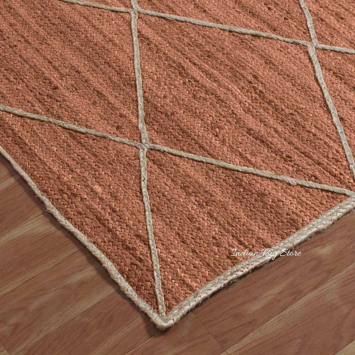 Tappeto in juta intrecciato a mano in fibra naturale marrone beige