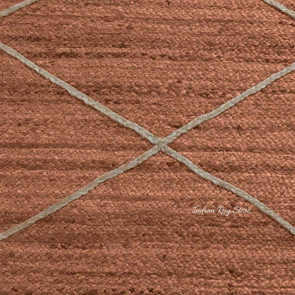 Natural Fiber Brown Beige Hand Braided Jute Area Rug