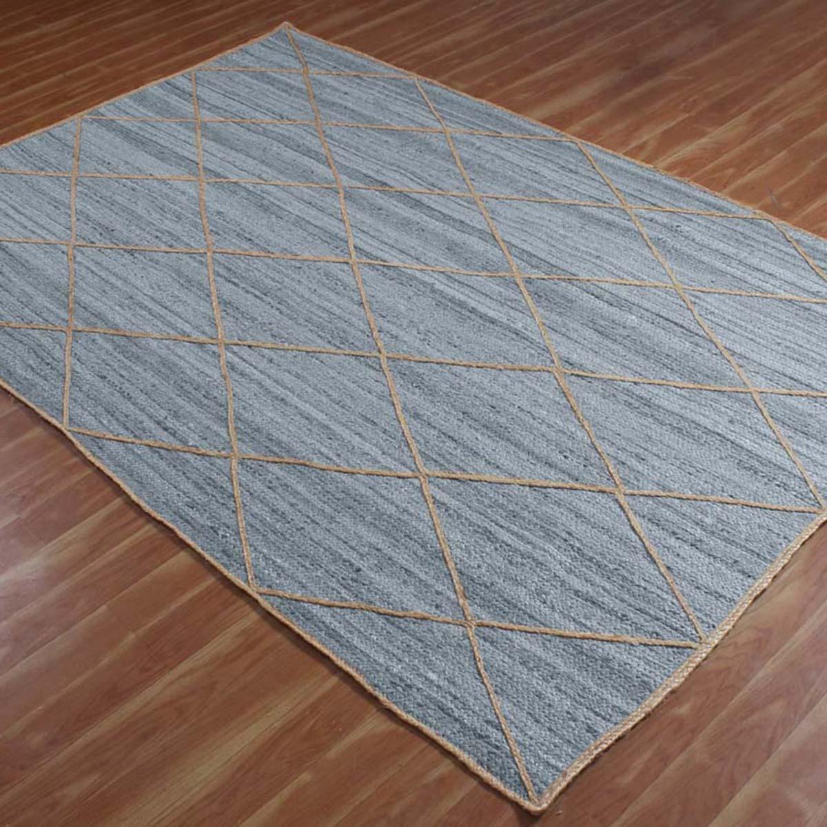 Trendy Gray Beige Hand Braided Farm House Jute Area Rug - Indian Rug Store