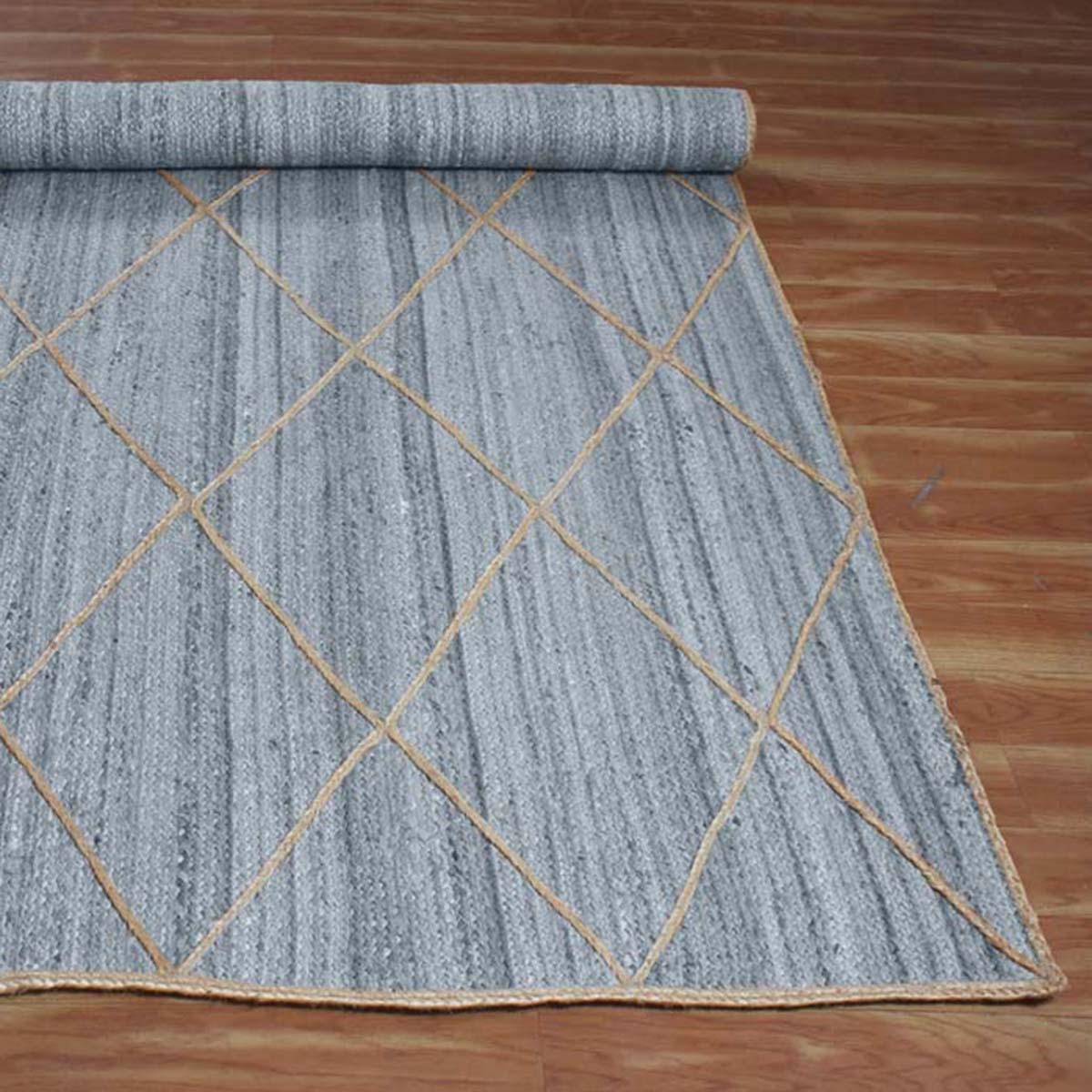 Trendy Gray Beige Hand Braided Farm House Jute Area Rug - Indian Rug Store