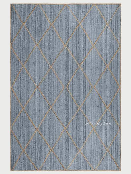 Trendy Gray Beige Hand Braided Farm House Jute Area Rug