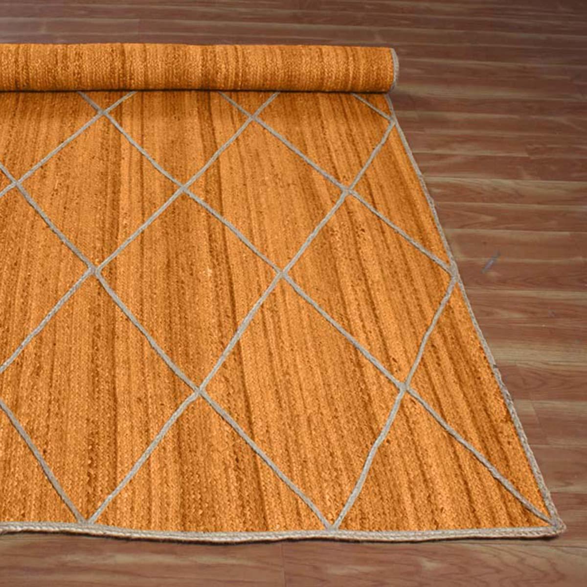 Attractive Yellow Beige Hand Braided Indoor Jute Area Rug - Indian Rug Store