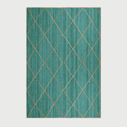 Oriental Green Hand Braided Sea House Jute Area Rug - Indian Rug Store