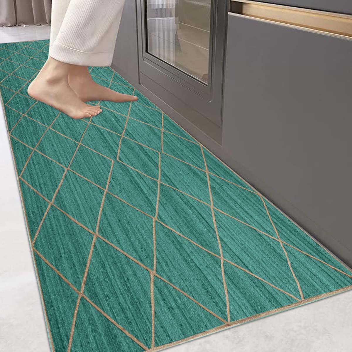 Oriental Green Hand Braided Sea House Jute Area Rug - Indian Rug Store