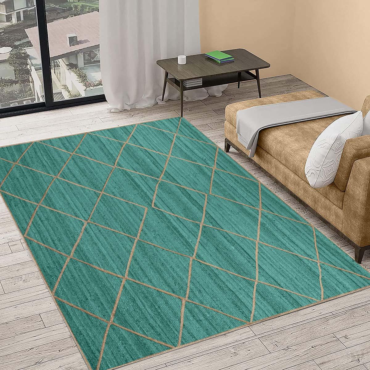 Oriental Green Hand Braided Sea House Jute Area Rug - Indian Rug Store