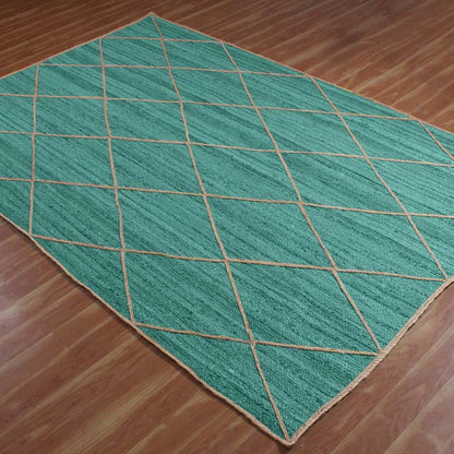 Oriental Green Hand Braided Sea House Jute Area Rug - Indian Rug Store