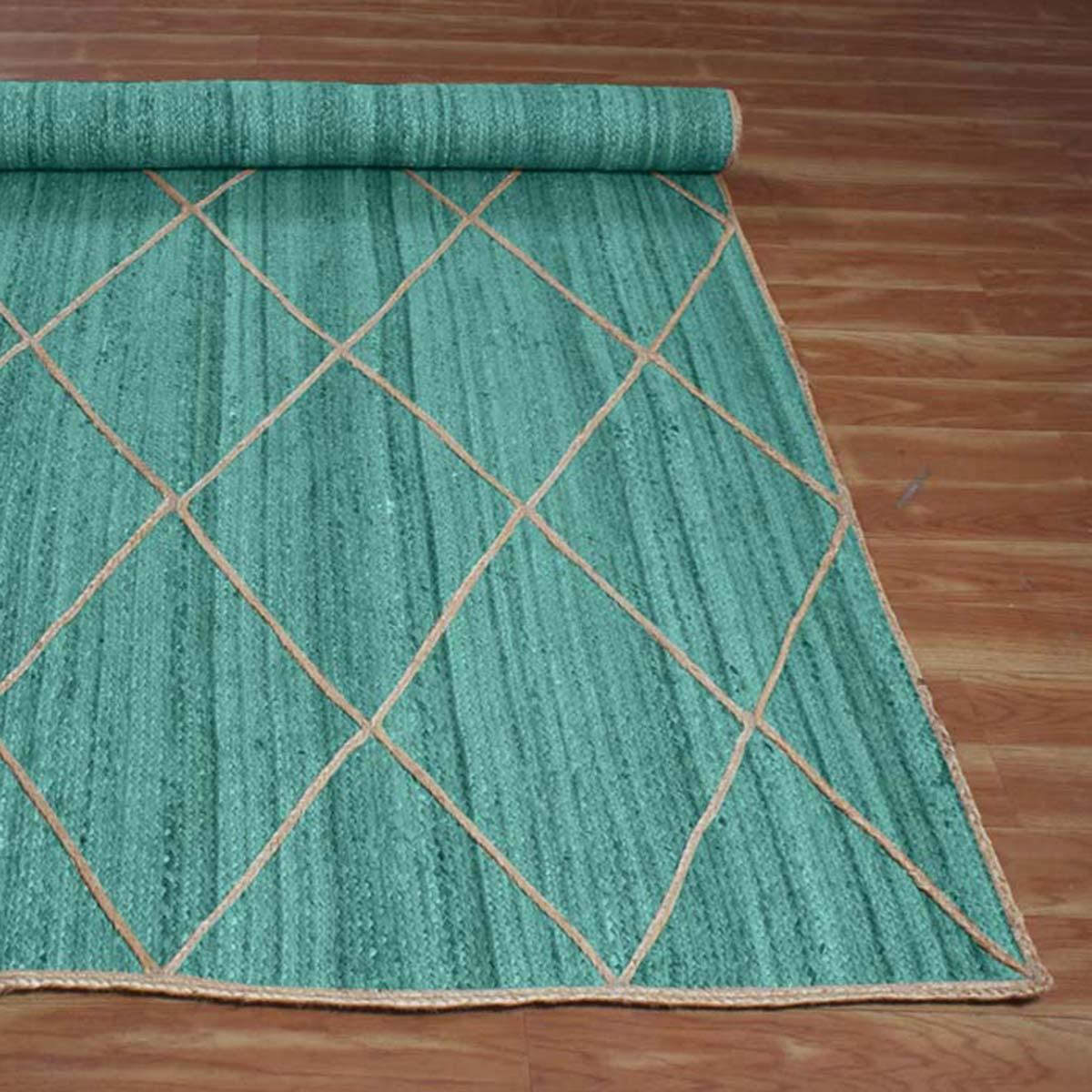 Oriental Green Hand Braided Sea House Jute Area Rug - Indian Rug Store