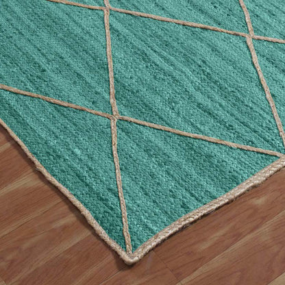 Oriental Green Hand Braided Sea House Jute Area Rug - Indian Rug Store