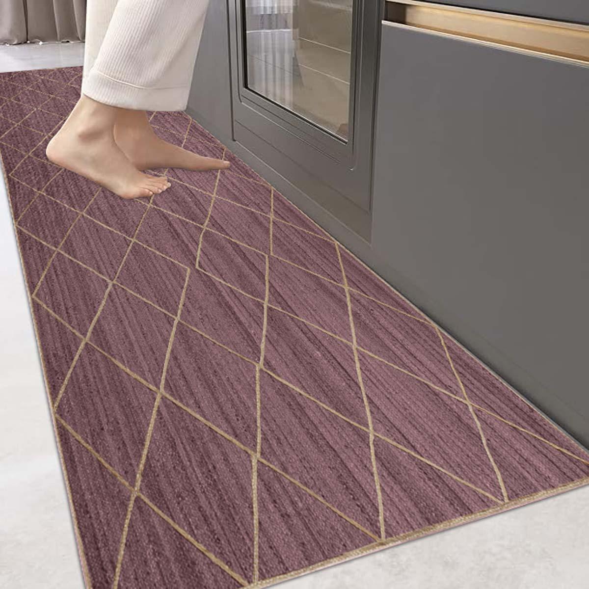 Trendy Purple Hand Braided Farm House Jute Area Rug - Indian Rug Store