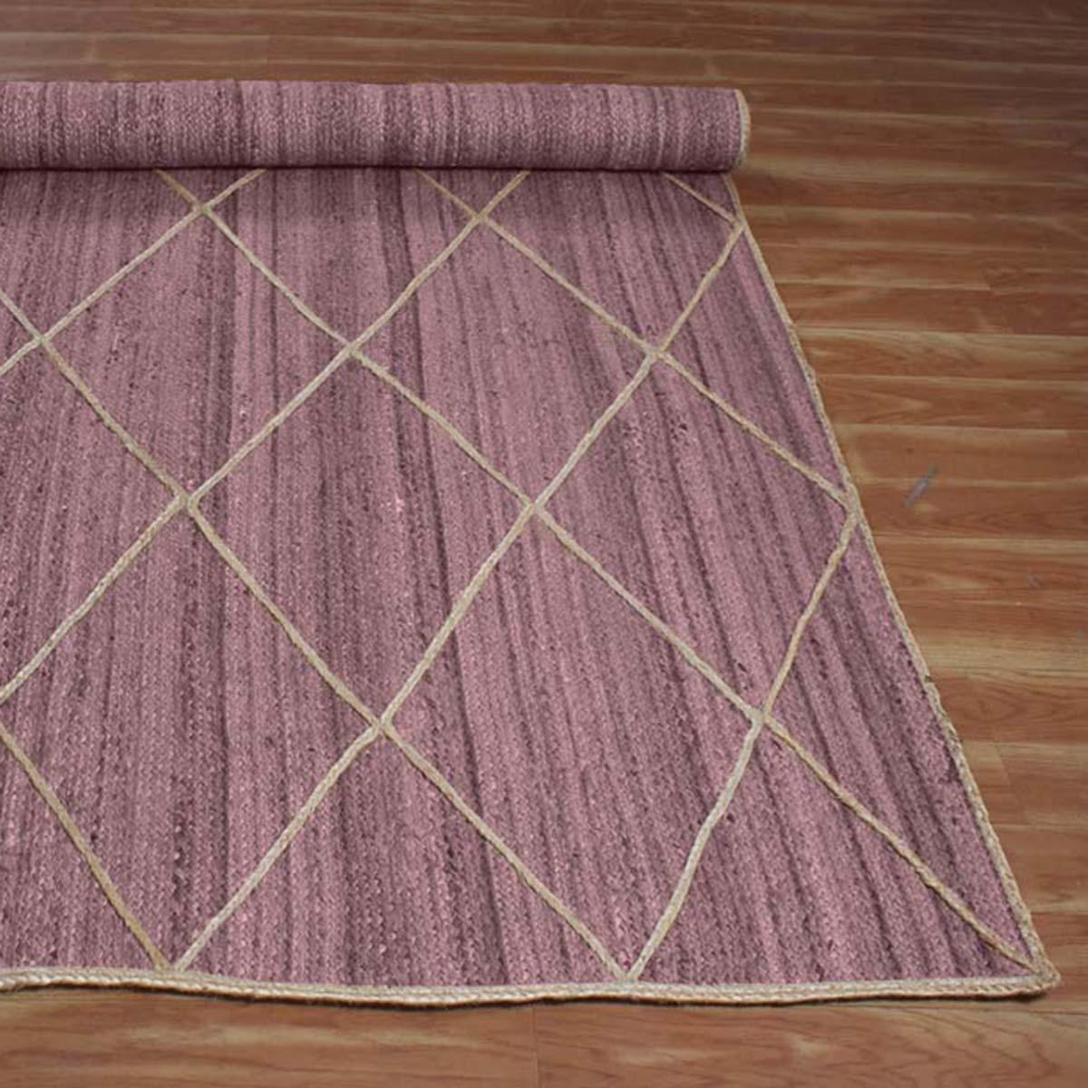 Trendy Purple Hand Braided Farm House Jute Area Rug - Indian Rug Store