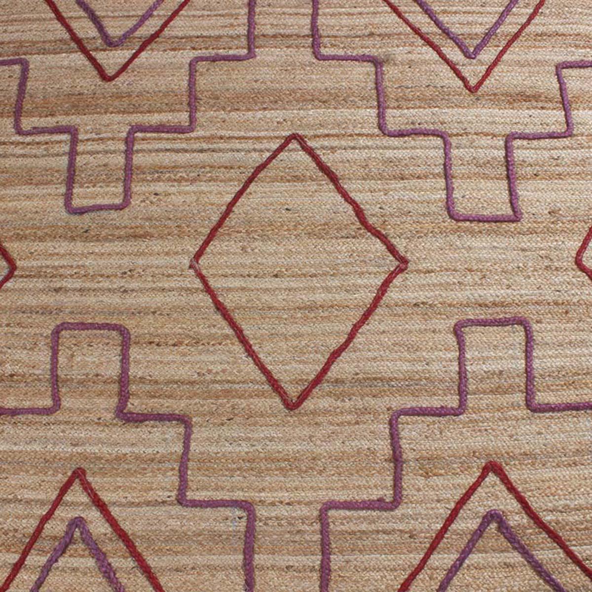 Attractive Red Beige Hand Braided Home Decor Jute Area Rug - Indian Rug Store