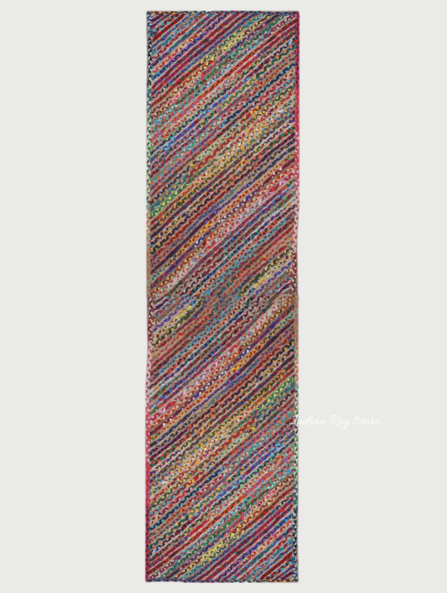 Hand Braided Geometric Multicolor Bedroom hallway Cotton Jute Rug