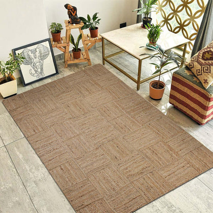 Traditional Hand Braided Beige Indoor Jute Area Rug - Indian Rug Store