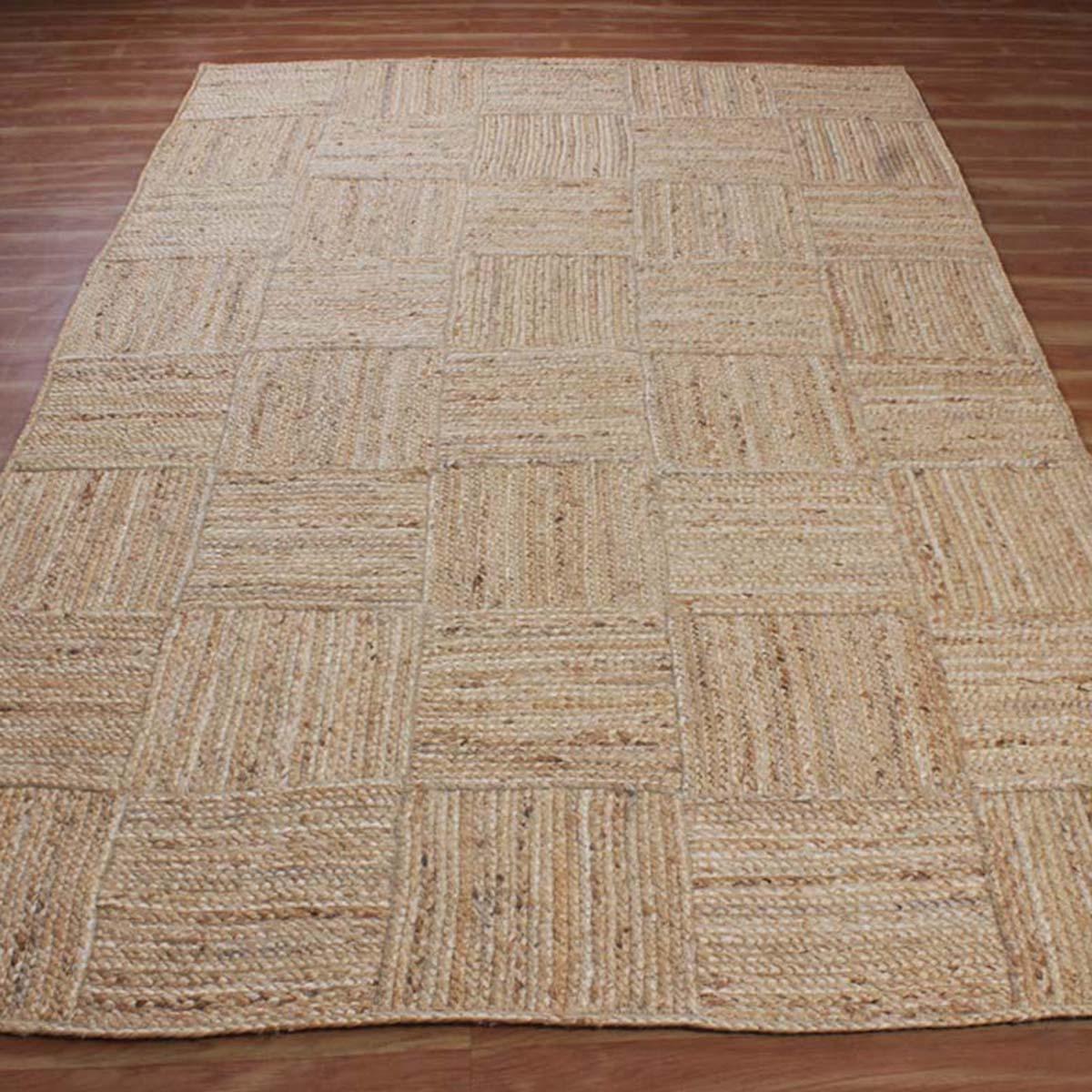 Traditional Hand Braided Beige Indoor Jute Area Rug - Indian Rug Store