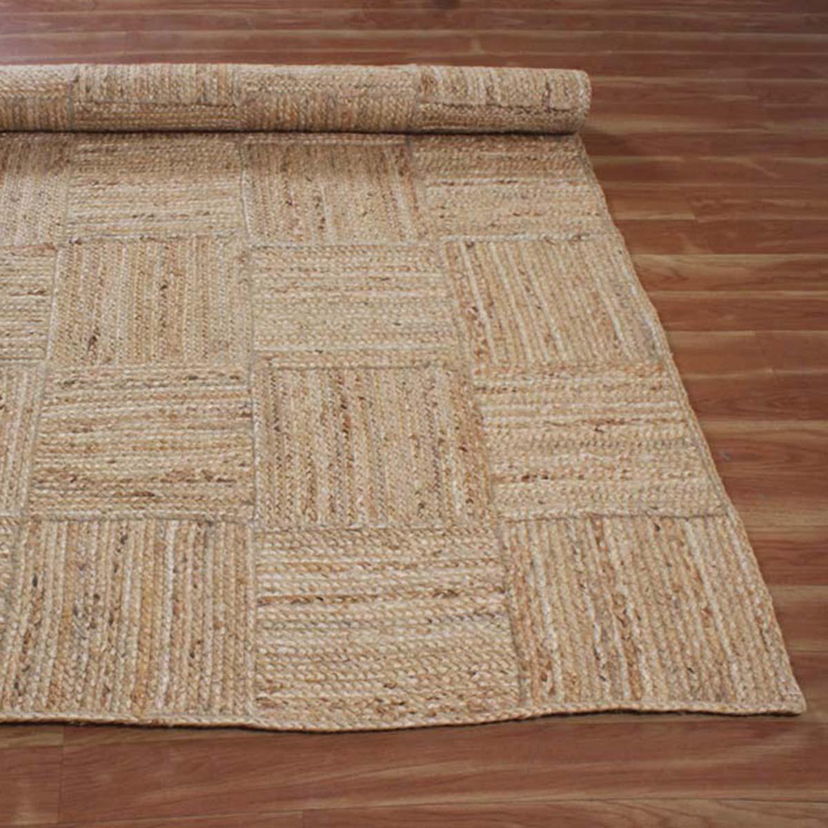 Traditional Hand Braided Beige Indoor Jute Area Rug - Indian Rug Store