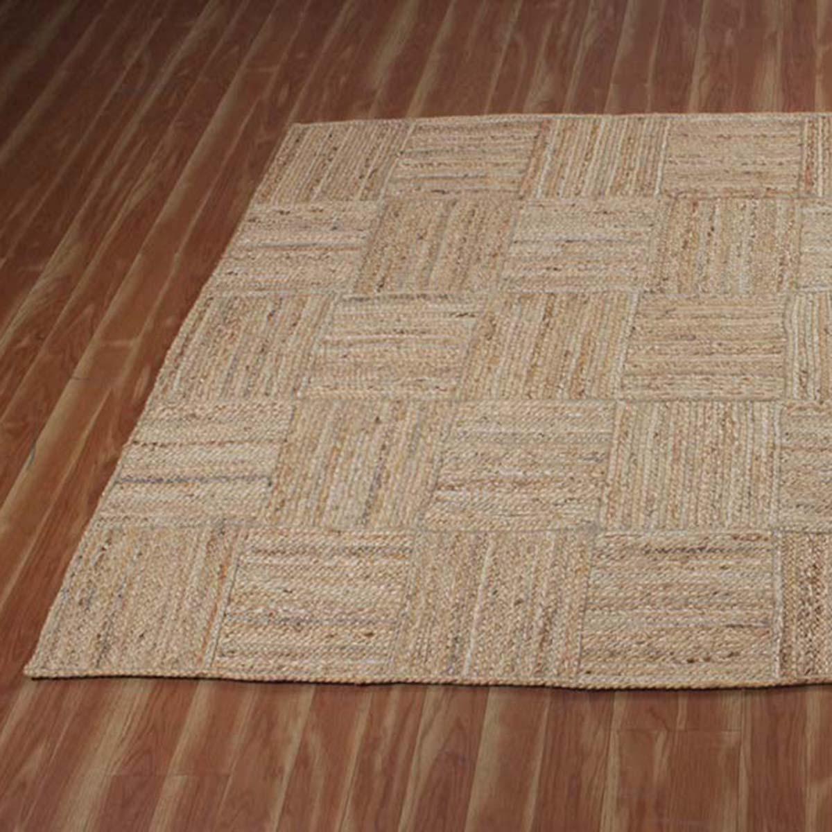 Traditional Hand Braided Beige Indoor Jute Area Rug - Indian Rug Store