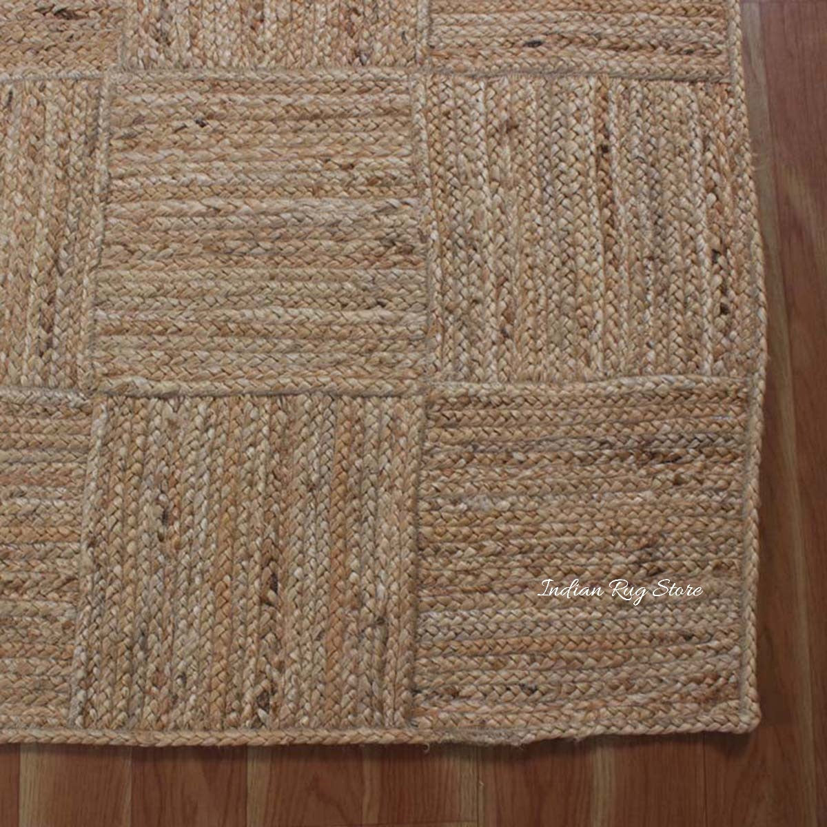 Alfombra tradicional de yute para interiores trenzada a mano en color beige