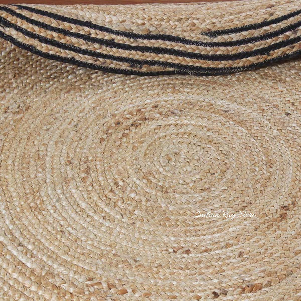 Hand Braided Beige Black Jute Home Decor Round Area Rug