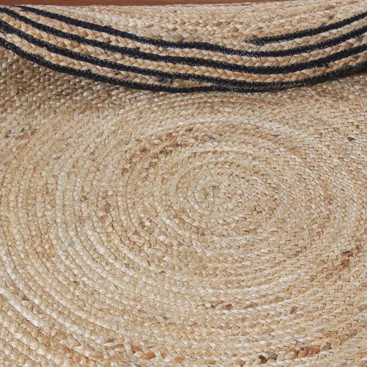 Hand Braided Beige Black Jute Home Decor Round Area Rug - Indian Rug Store