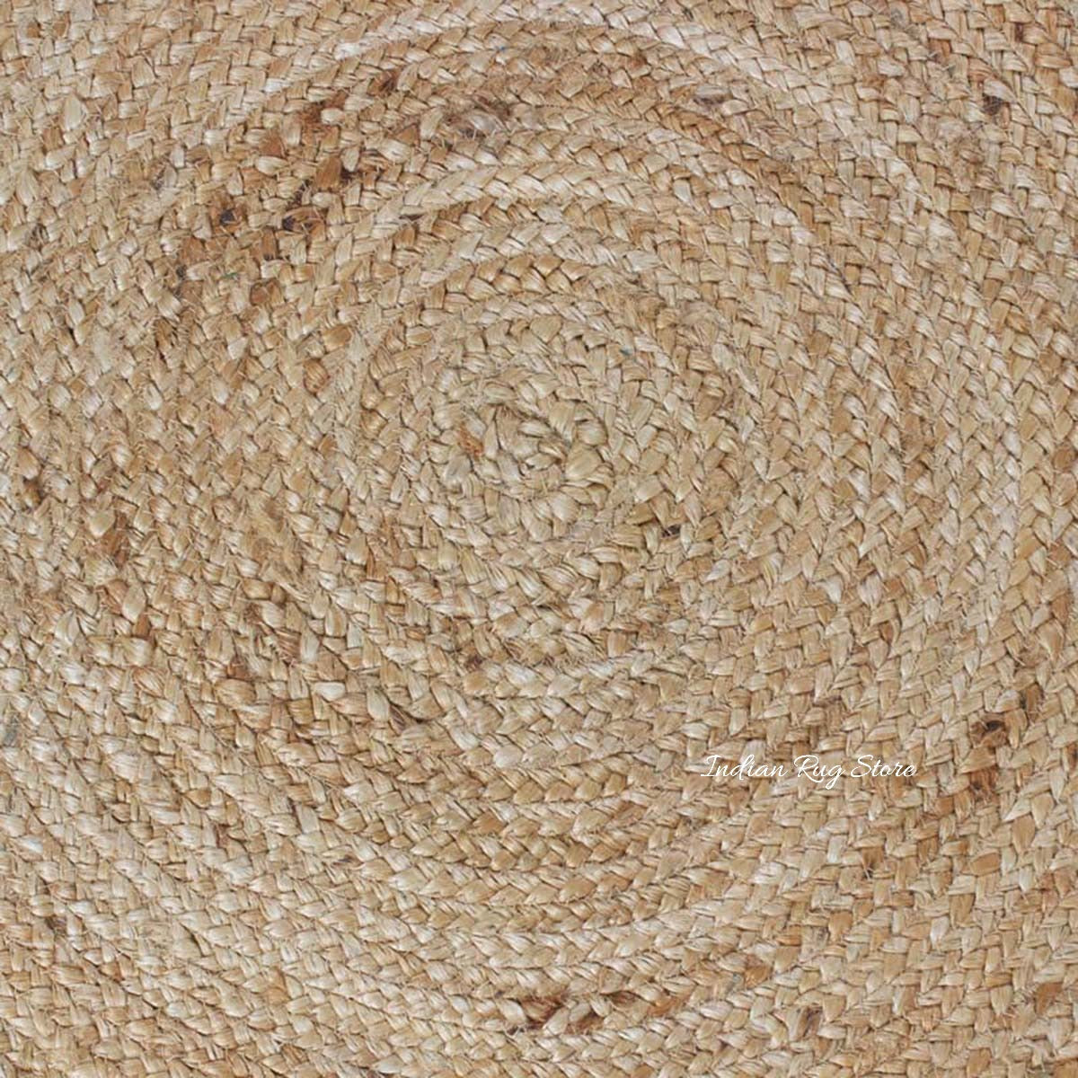 Hand Braided Beige Black Jute Home Decor Round Area Rug