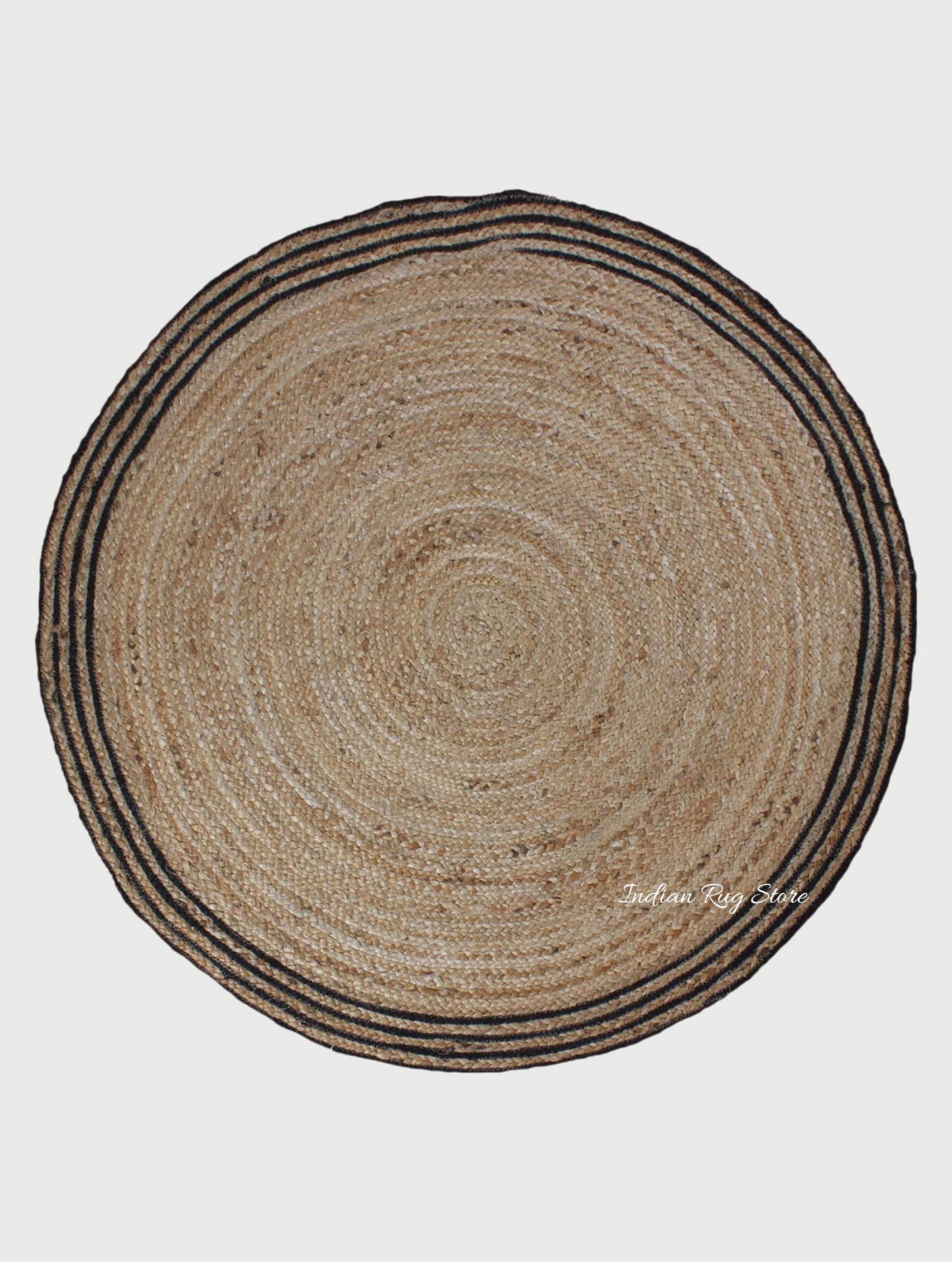 Hand Braided Beige Black Jute Home Decor Round Area Rug