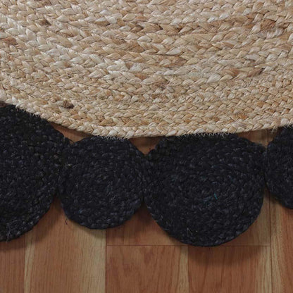 Interior Hand Braided Beige Black Jute Lake House Round Area Rug - Indian Rug Store