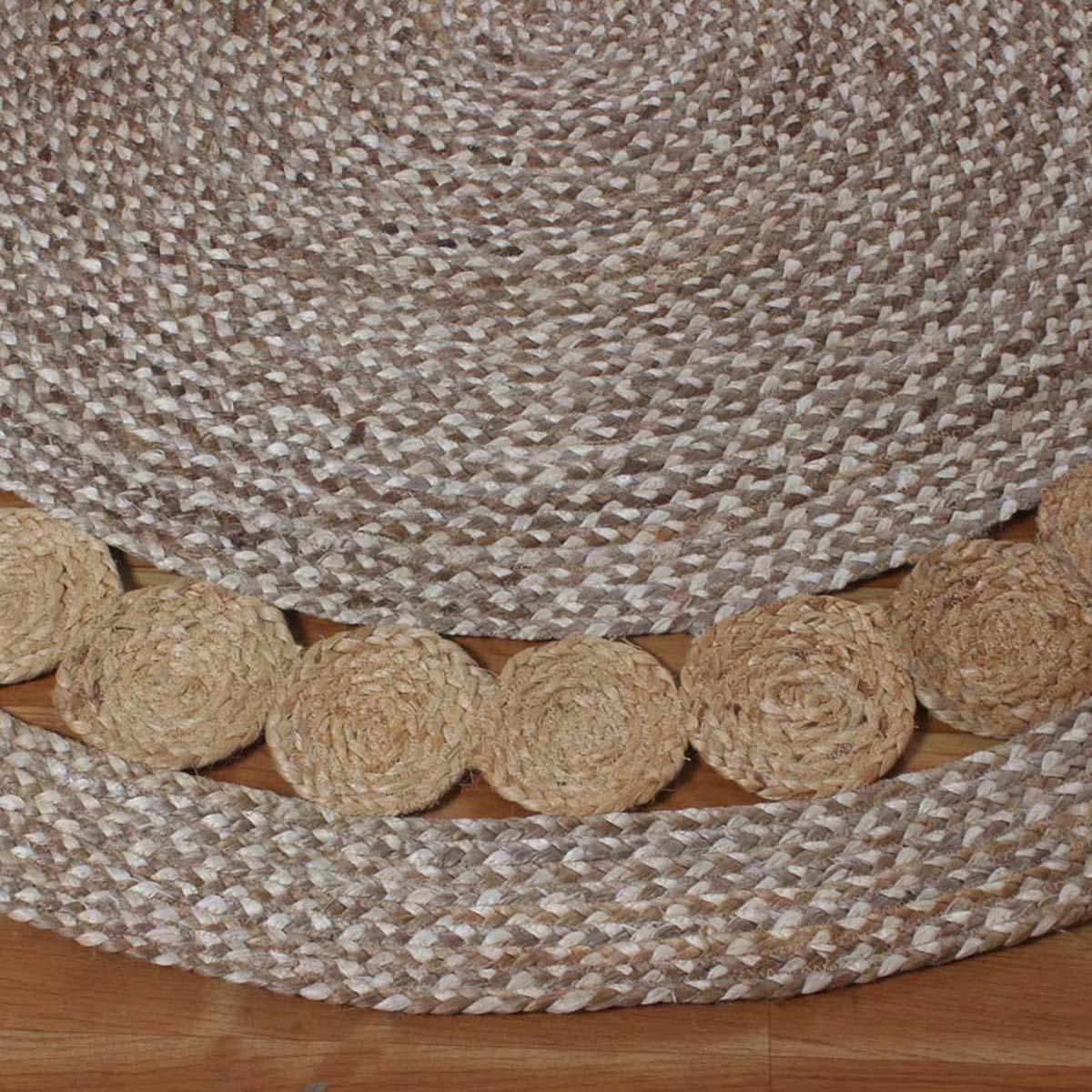 Traditional Hand Braided Beige Multicolor Jute Home Decor Round Area Rug - Indian Rug Store