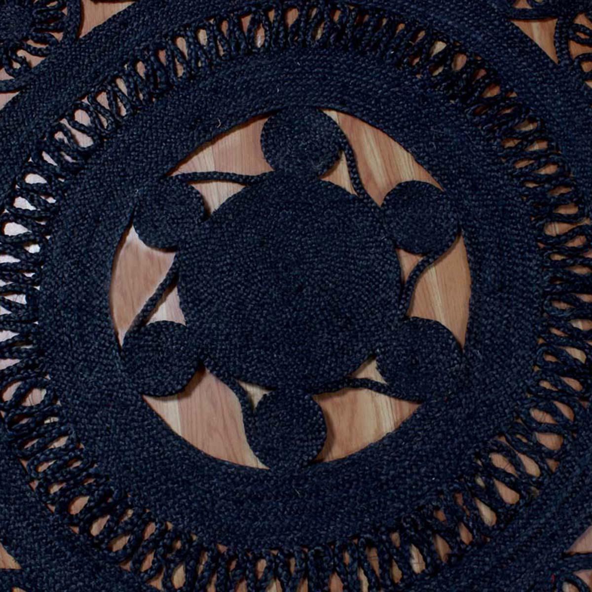 Black Indian Hand Braided Jute Farm House Round Area Rug - Indian Rug Store