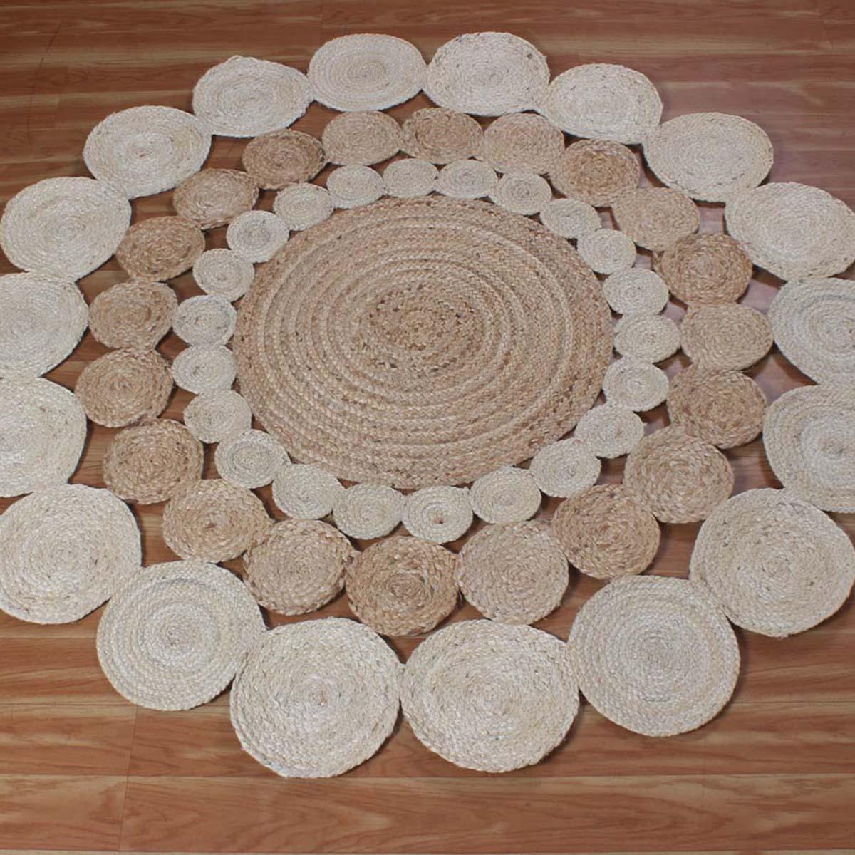 Artistic Beige Hand Braided Brown Jute Lake House Round Area Rug - Indian Rug Store