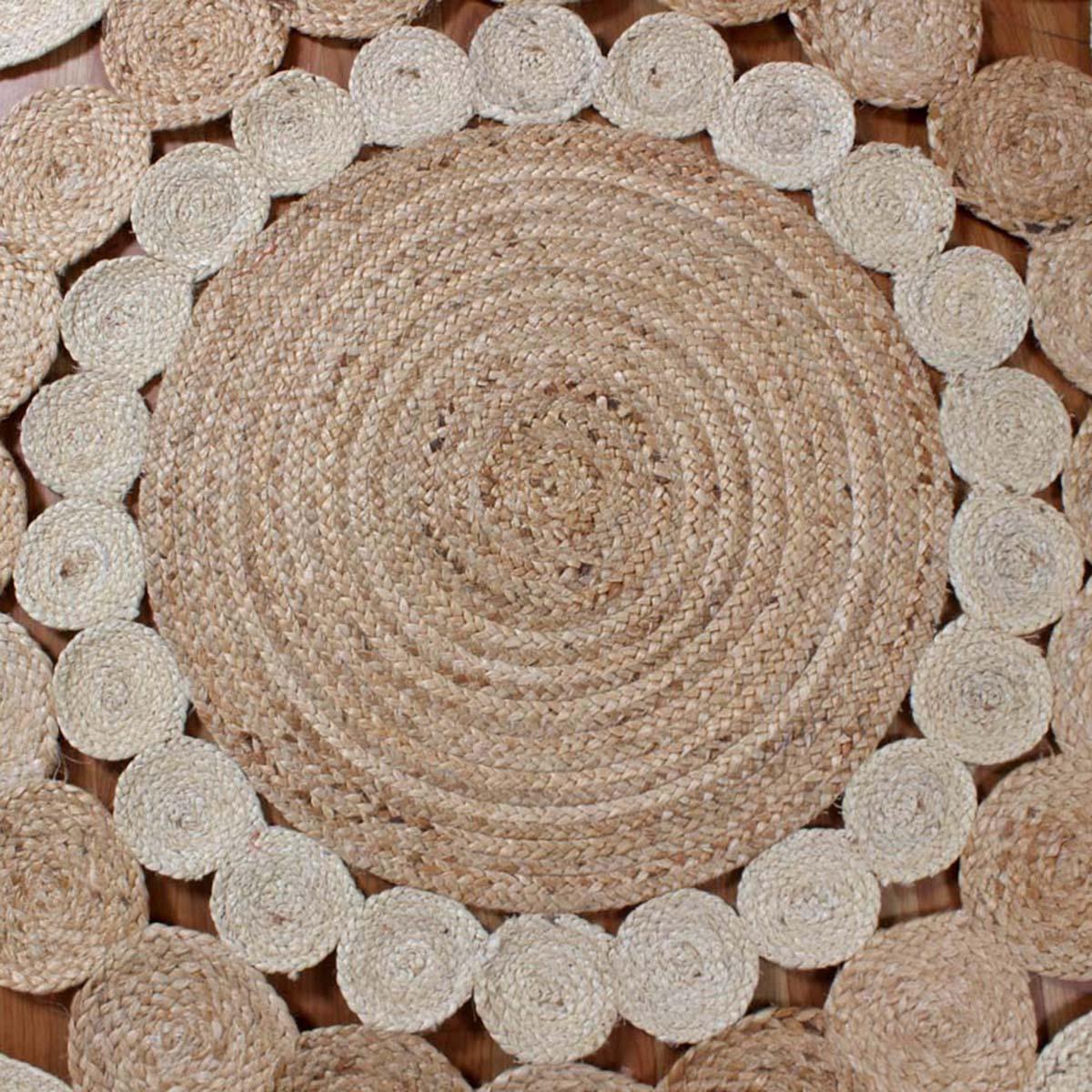 Artistic Beige Hand Braided Brown Jute Lake House Round Area Rug - Indian Rug Store