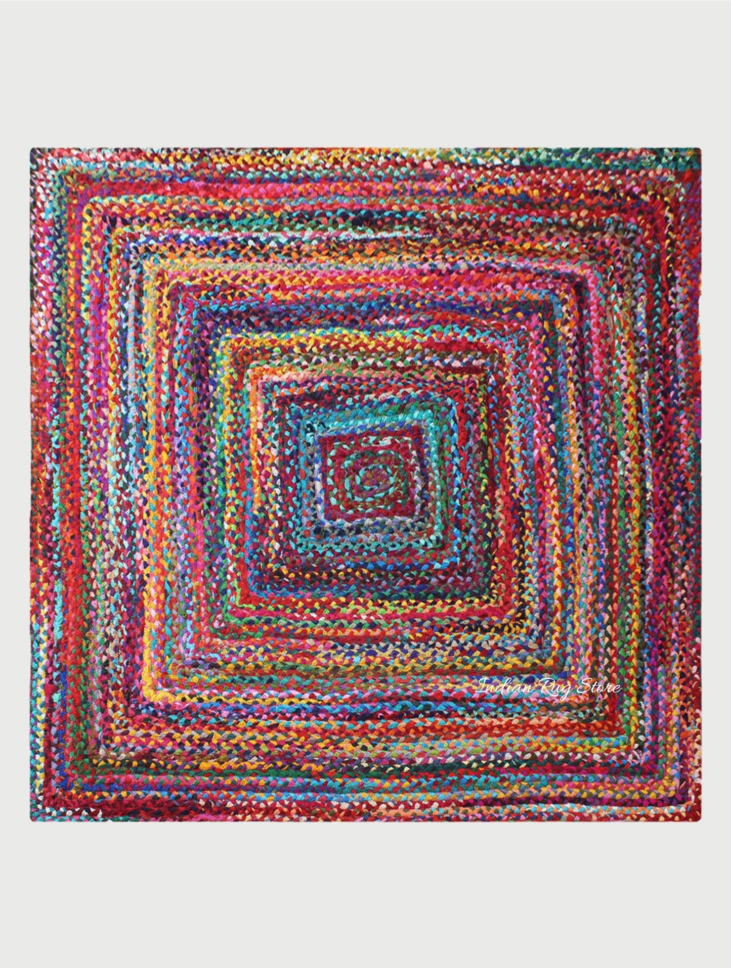 Multicolor Geomtrical Hand Braided Home Decor Cotton Jute Rug