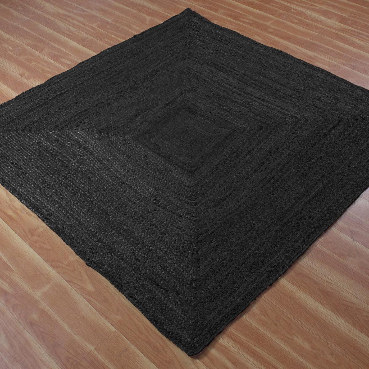 Traditional Black Hand Braided Sea house Jute Area Rug - Indian Rug Store