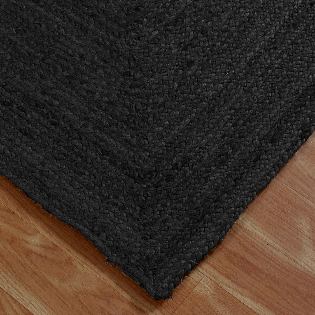 Traditional Black Hand Braided Sea house Jute Area Rug - Indian Rug Store