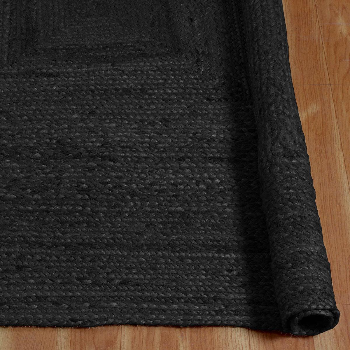 Traditional Black Hand Braided Sea house Jute Area Rug - Indian Rug Store