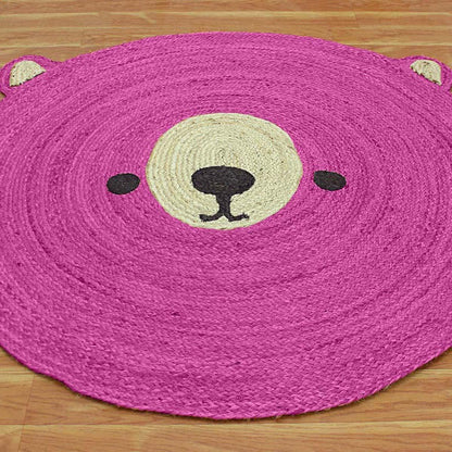 Handmade Braided Jute Pink Kids Play Area Rug - Indian Rug Store