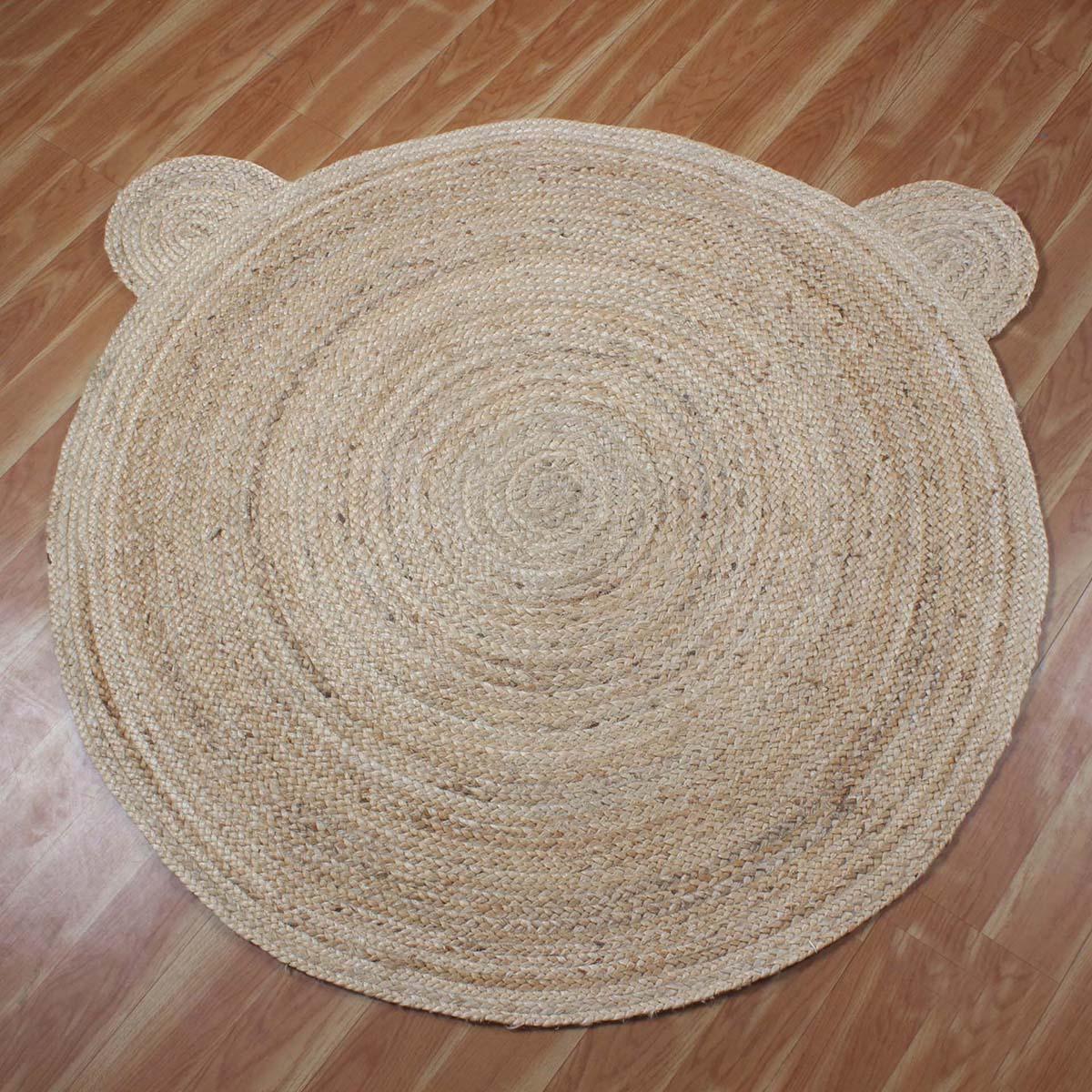 Jute Beige Indian Hand Braided Kids Play Area Rug - Indian Rug Store