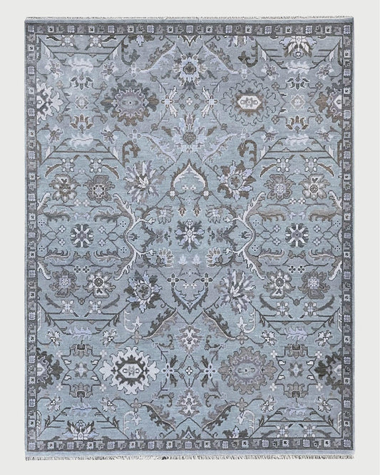 Gray Hand Knotted Wool Living Room Balcony Area Rug