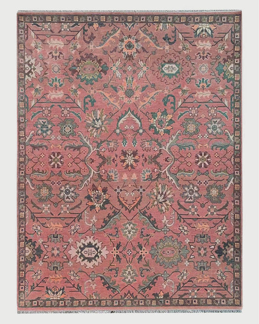 Pink Oushak Wool Bedroom Home Decor Indoor Area Rug