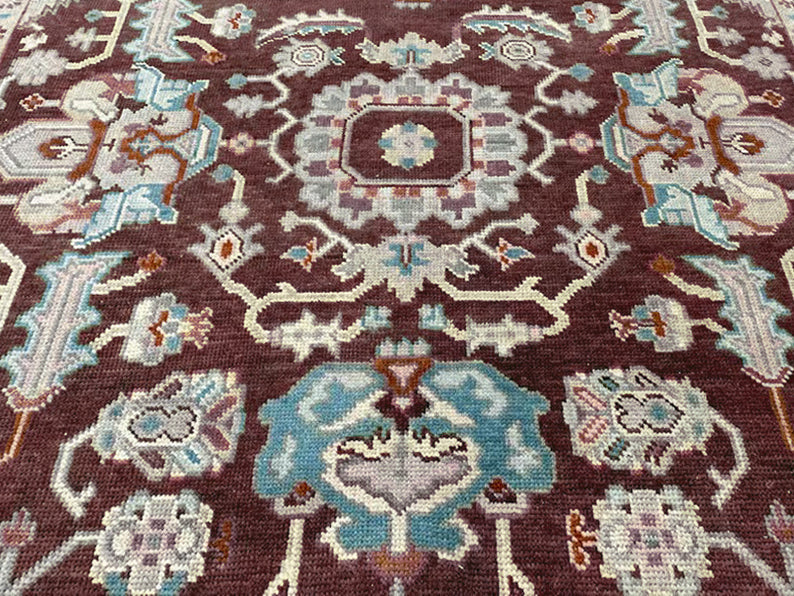 Hand Knotted Multicolor Maroon Home Decor Large Area Rug - Indian Rug Store